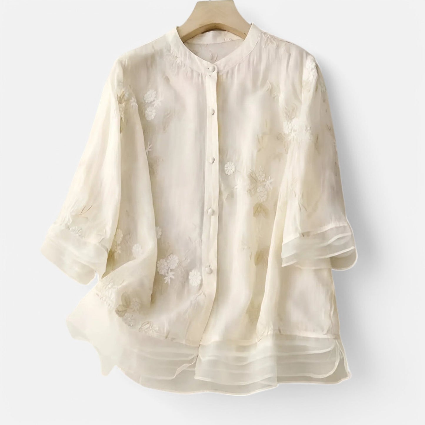 Maison Lior | Women's Cotton Top with Embroidered Flowers