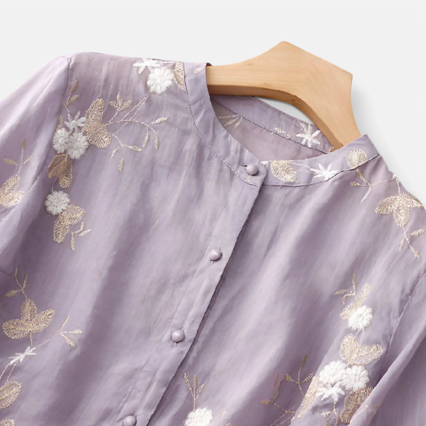Maison Lior | Women's Cotton Top with Embroidered Flowers