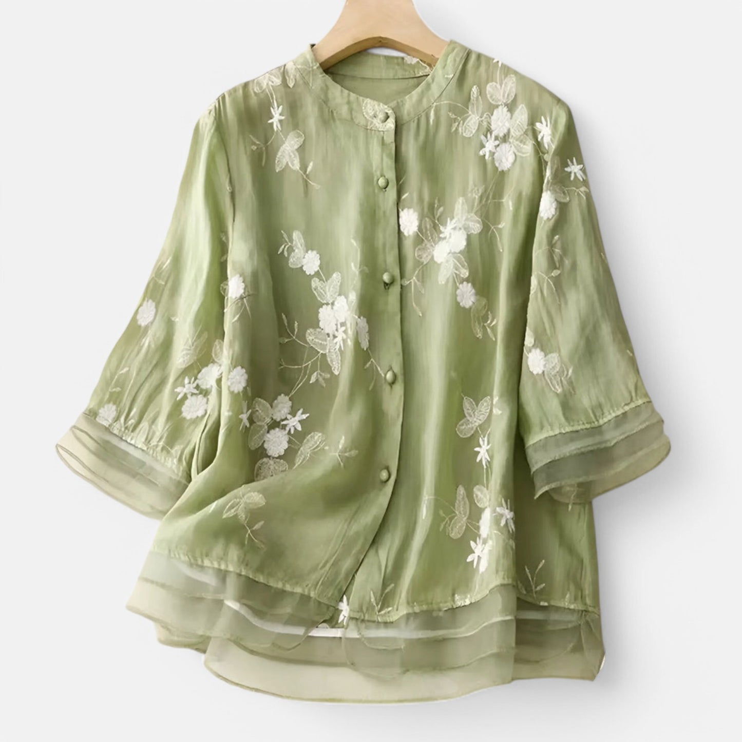 Maison Lior | Women's Cotton Top with Embroidered Flowers