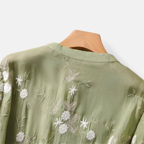 Maison Lior | Women's Cotton Top with Embroidered Flowers