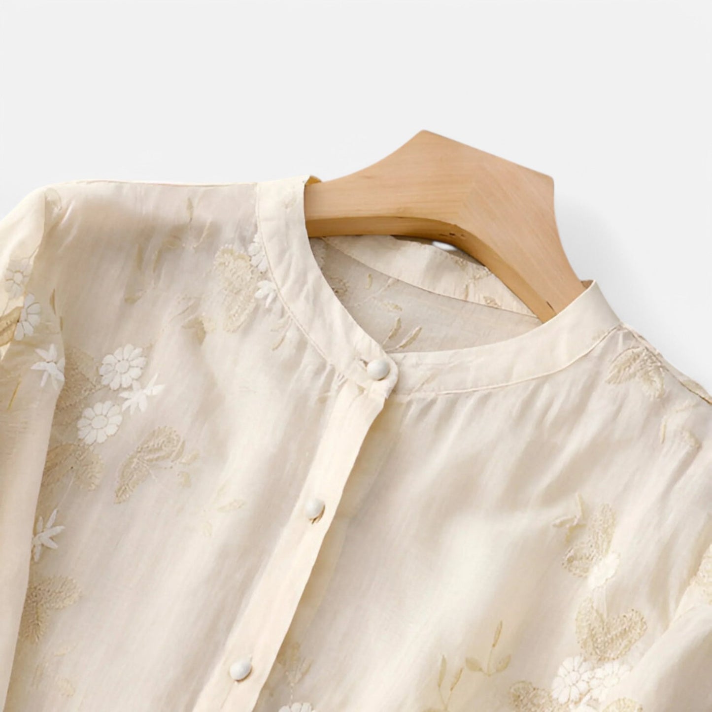 Maison Lior | Women's Cotton Top with Embroidered Flowers