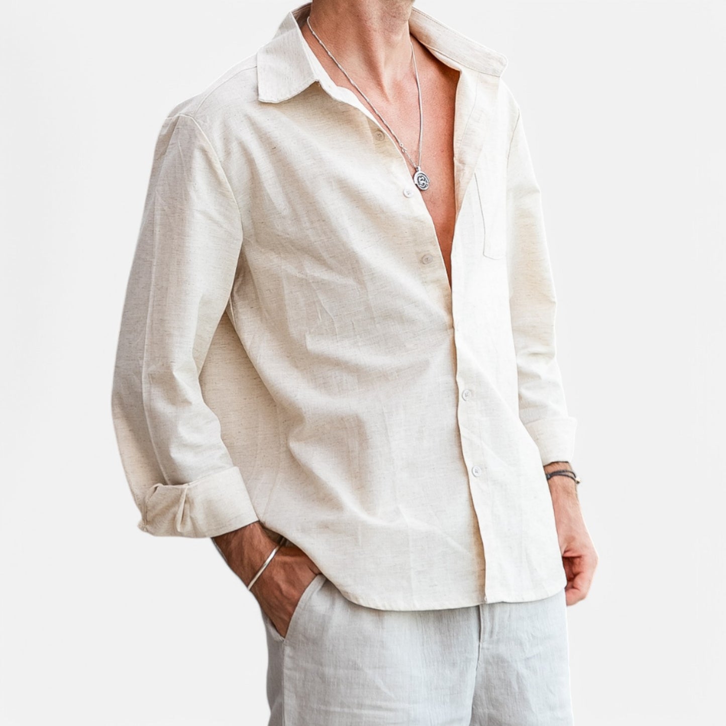 Maison Lior | Men's Pure Long Sleeve Linen Shirt