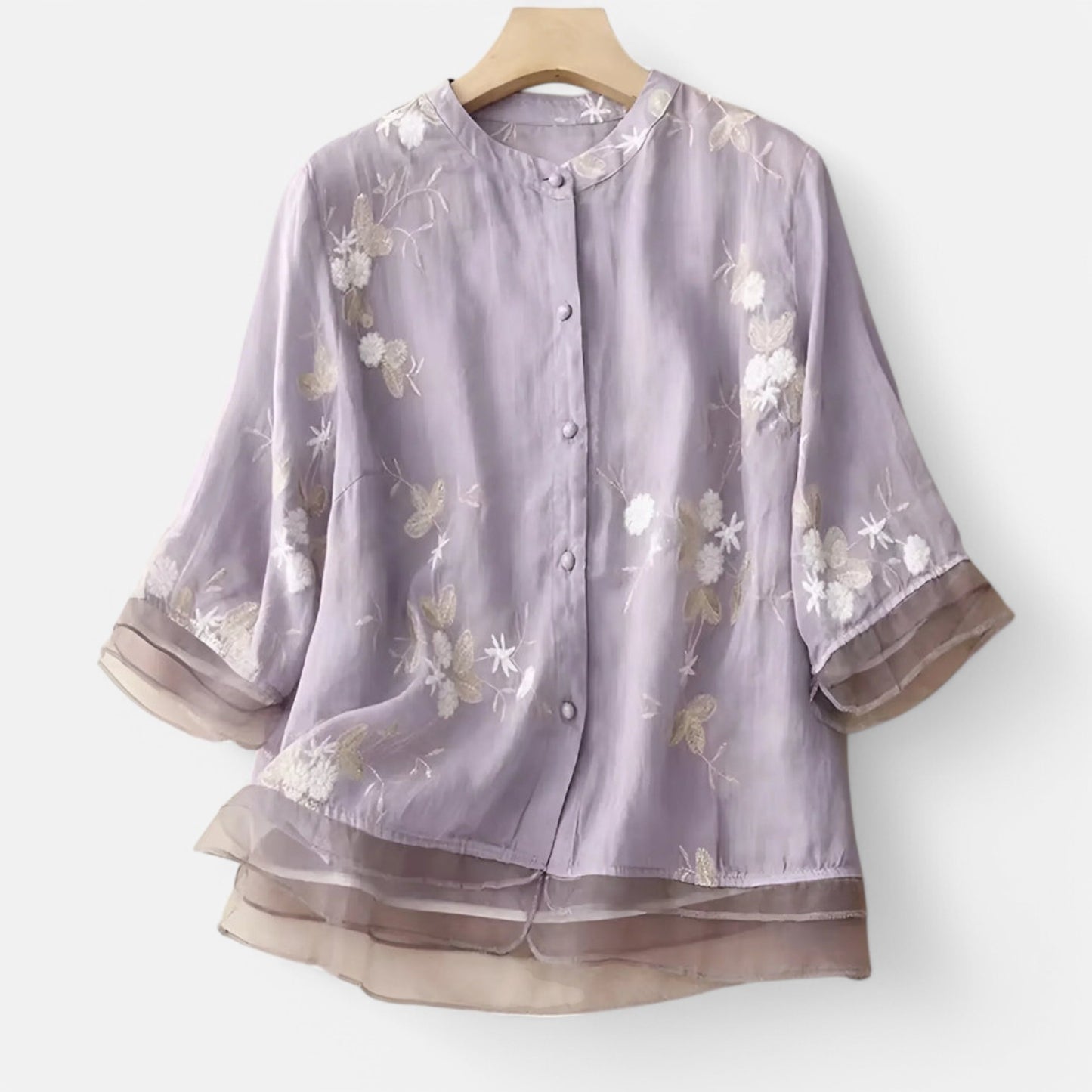 Maison Lior | Women's Cotton Top with Embroidered Flowers