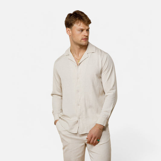 Maison Lior | Men's Oatmeal Linen Long Sleeve Shirt