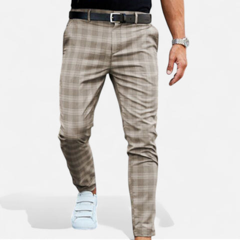Maison Lior | Men's Stretch Check Chino Trousers – Tailored Fit, Everyday Smart Comfort