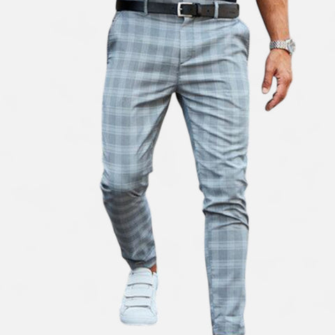 Maison Lior | Men's Stretch Check Chino Trousers – Tailored Fit, Everyday Smart Comfort