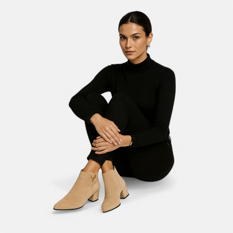 Maison Lior | Women's Stylish Leather Low Heel Ankle Boots