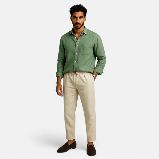 Maison Lior | Linen Combo Long Sleeve Shirt