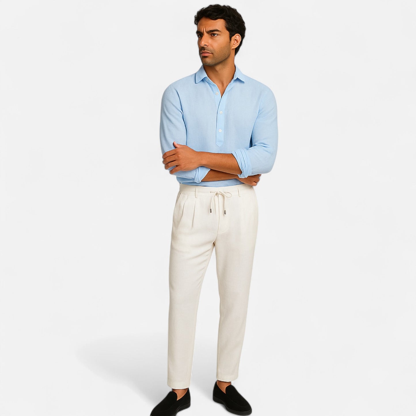 Maison Lior | Men's Linen Pop-Over Shirt – Classic Collar, Effortless Warm-Weather Style