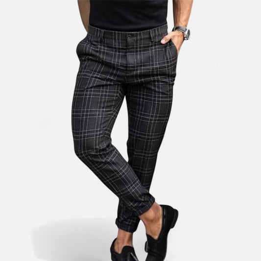 Maison Lior | Men's Stretch Check Chino Trousers – Tailored Fit, Everyday Smart Comfort