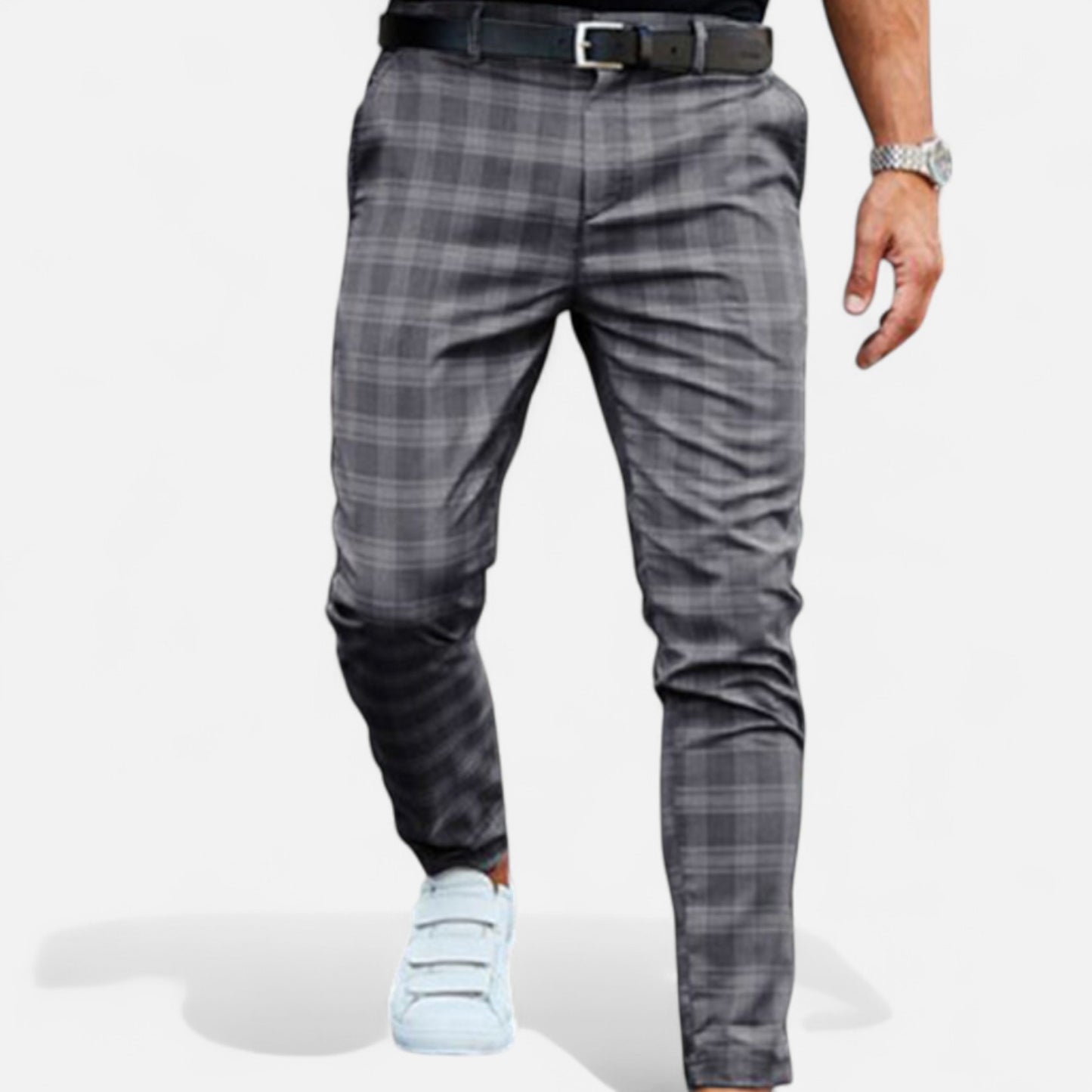 Maison Lior | Men's Stretch Check Chino Trousers – Tailored Fit, Everyday Smart Comfort