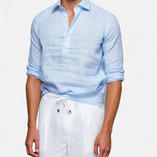 Maison Lior | Men's Linen Pop-Over Shirt – Classic Collar, Effortless Warm-Weather Style