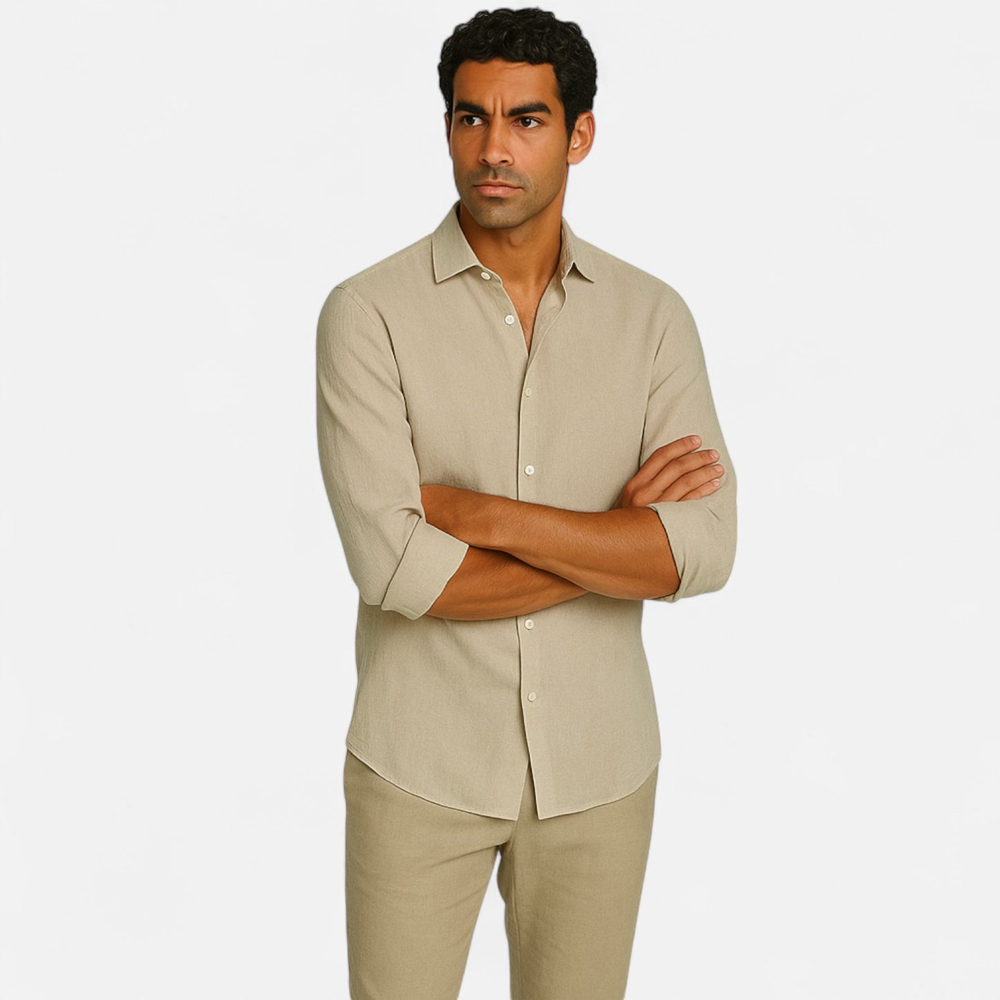 Maison Lior | Men's Khaki Linen Shirt – Old Money Aesthetic, Lightweight Sartorial Ease