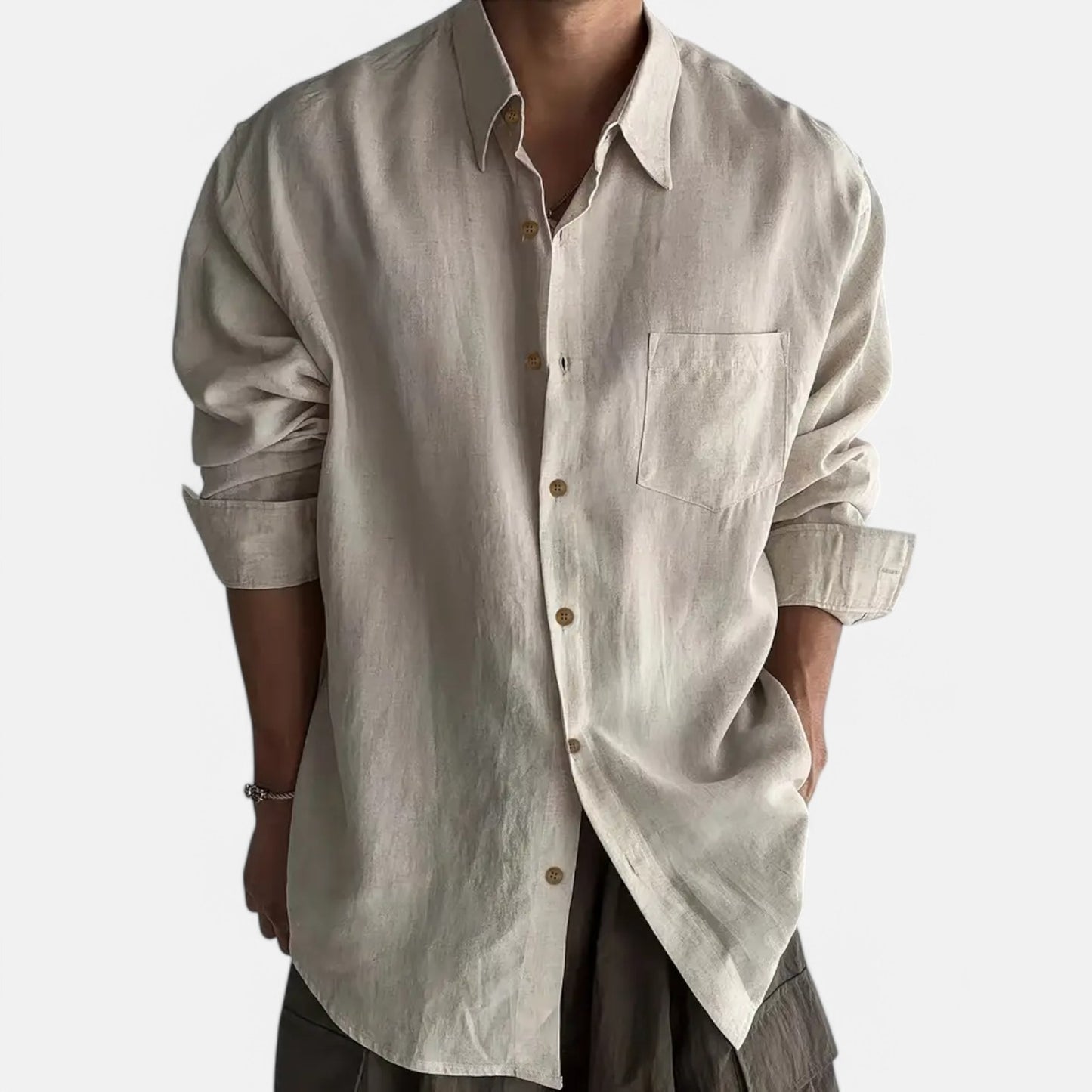Maison Lior | Men's Casual Linen-Blend Long Sleeve Shirt