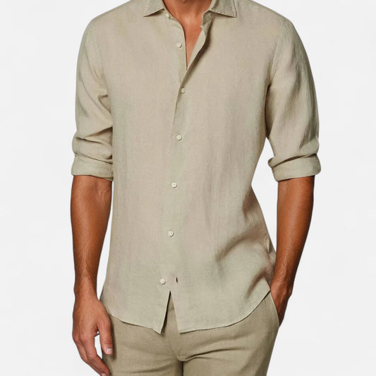 Maison Lior | Men's Khaki Linen Shirt – Old Money Aesthetic, Lightweight Sartorial Ease