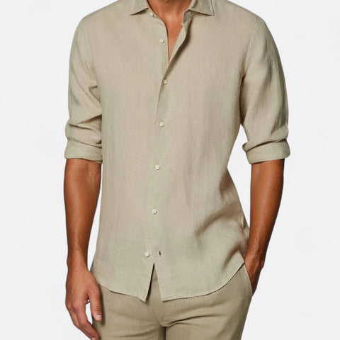 Maison Lior | Men's Khaki Linen Shirt – Old Money Aesthetic, Lightweight Sartorial Ease