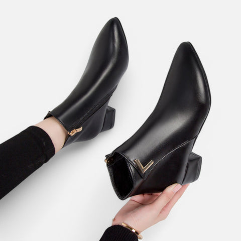 Maison Lior | Women's Stylish Leather Low Heel Ankle Boots