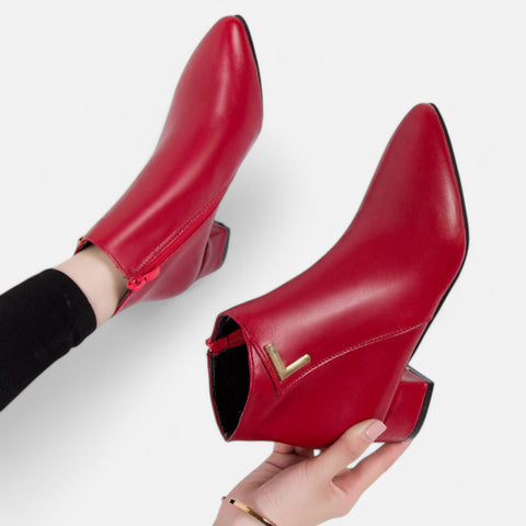 Maison Lior | Women's Stylish Leather Low Heel Ankle Boots
